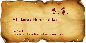 Vittman Henrietta névjegykártya